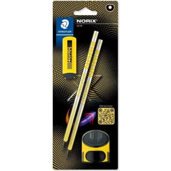 STAEDTLER Noris 181 Pencil Set HB with Eraser and Sharpener Black/Yellow (2 Pack)