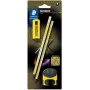 STAEDTLER Noris 181 Pencil Set HB with Eraser and Sharpener Black/Yellow (2 Pack)