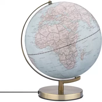 TROIKA Globus STELLAR LIGHT TOUCH Political World Globe with LED Light, Touch Sensor, USB Powered, Light Blue, Silver Base, 14 cm Diameter