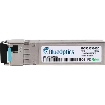 BlueOptics HPE Aruba R9X54A Compatible SFP+ Bidi Transceiver, LC-Simplex, 10GBASE-BX-D, Singlemode Fiber, TX1330nm/RX1270nm, 40km, DDM, 0°C to +70°C (R9X54A-BO)