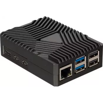 Joy-IT RB-AlucaseP5-09 SBC Case for Raspberry Pi 5, Aluminum, Black