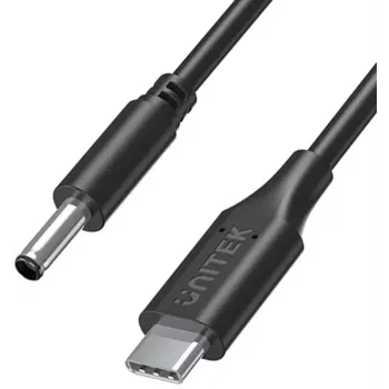 UNITEK Dell Laptop Power Cable 65W USB-C to DC 4.5mm - 1.8m Black