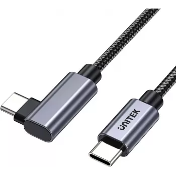 UNITEK USB-C Cable 90° Angled PD 100W 2m Black