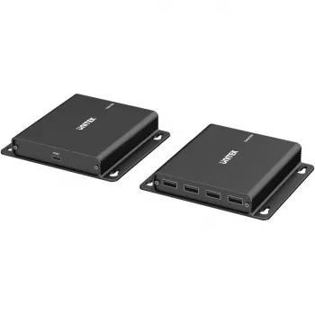 UNITEK USB-C to 4x USB-A Extender over Ethernet, up to 150m, 480Mbps, Black