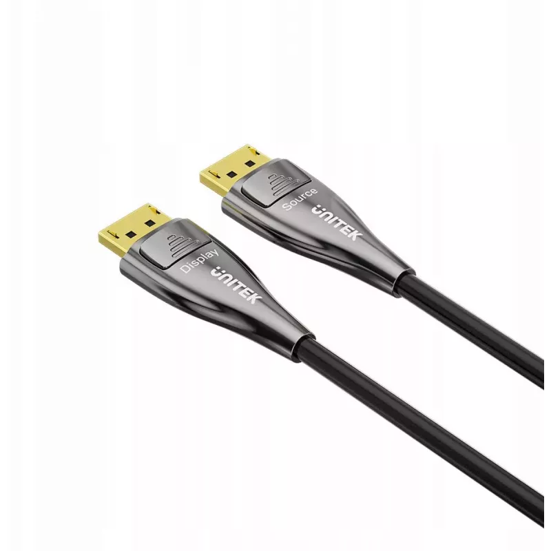 UNITEK Active Fiber Optic DisplayPort 2.1 Cable 20m 8K 80Gbps Black