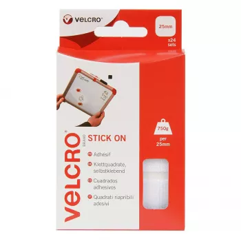 VELCRO ONE-WRAP Cable Tie White 25 mm x 200 mm 24-Pack Reusable Hook and Loop