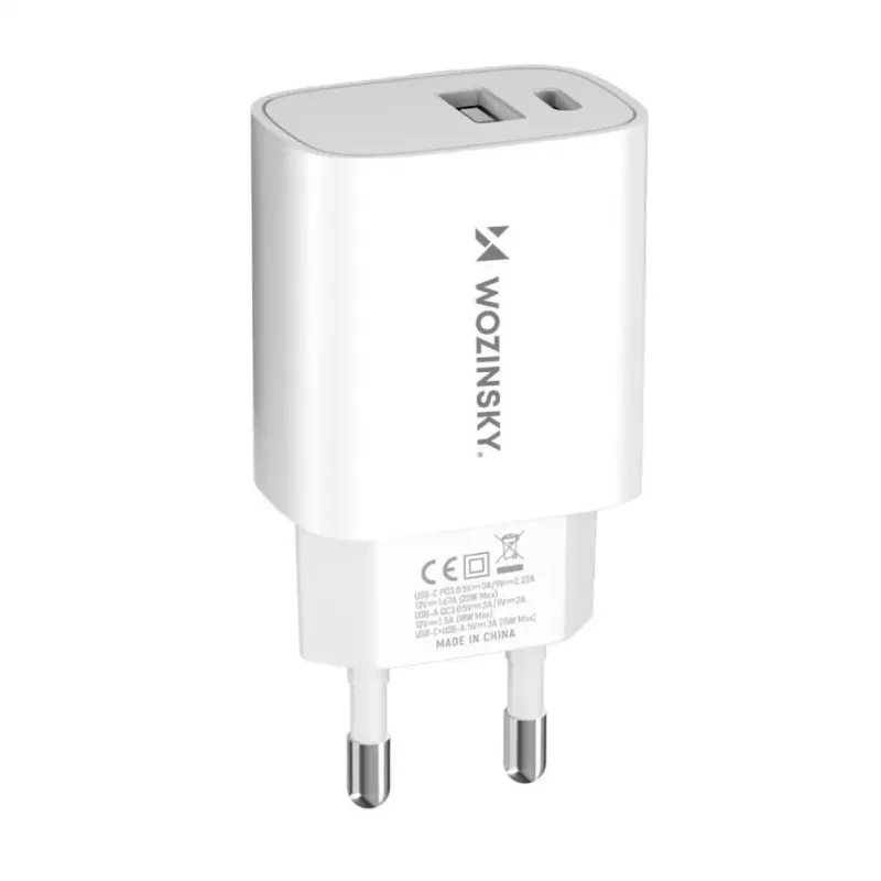 Wozinsky WGWCW 20W USB-A USB-C Wall Charger - White