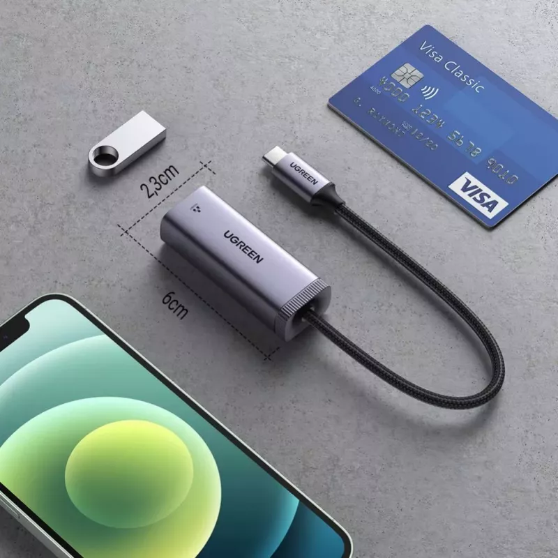 UGREEN USB-C to RJ45 Gigabit Ethernet Adapter (Gray) - 40322 CM483