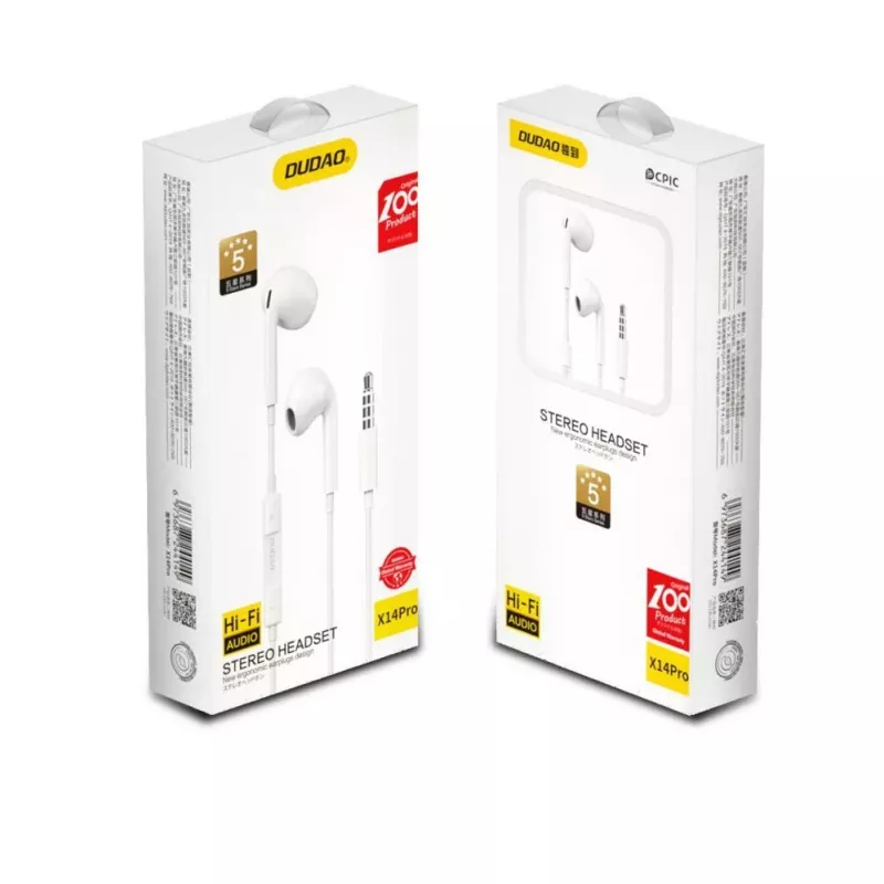 Dudao X14PRO In-Ear Headphones with 3.5mm Minijack Connector White
