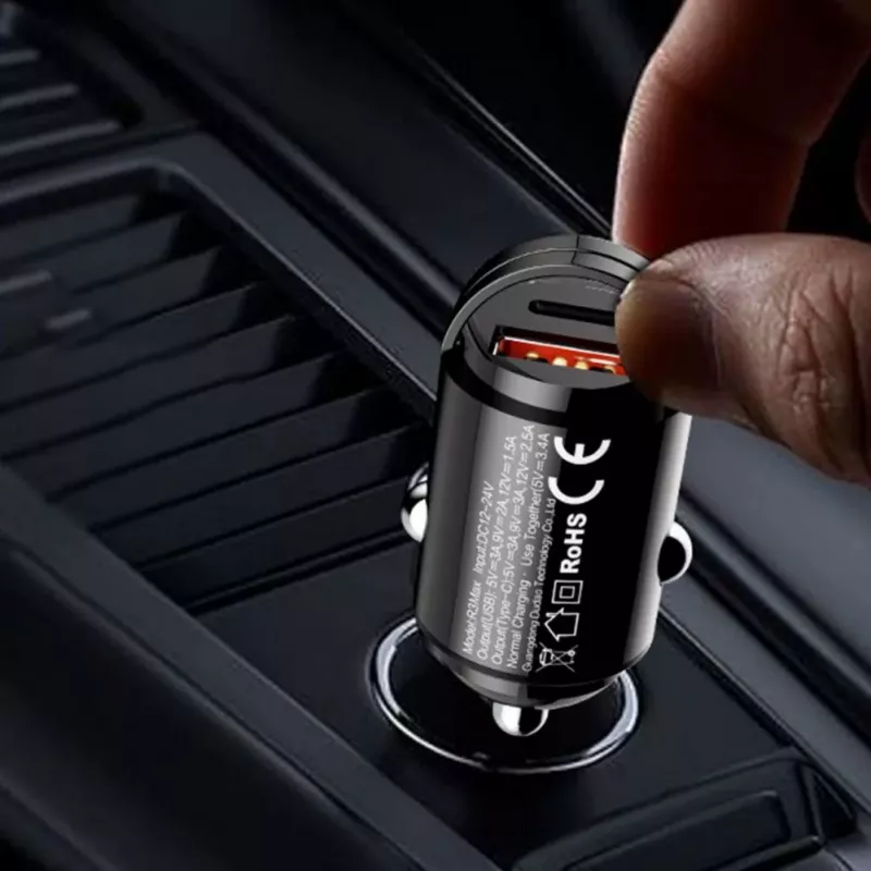Dudao R3MAX 48W QC PD Mini Car Charger - Black