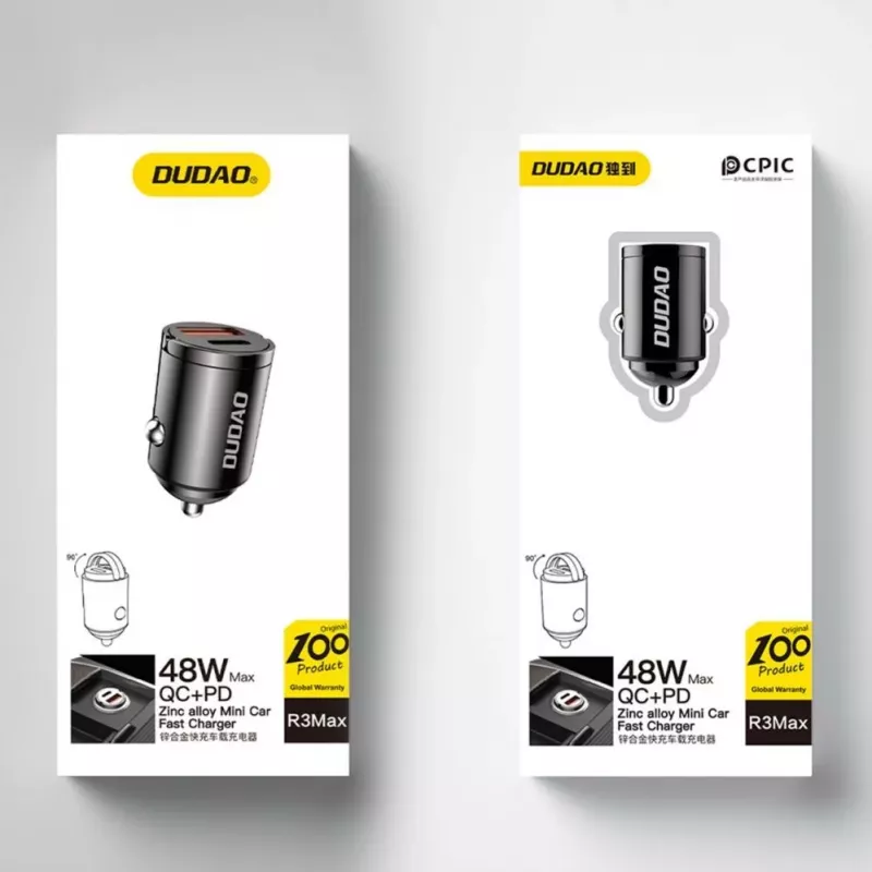 Dudao R3MAX 48W QC PD Mini Car Charger - Black