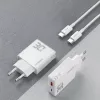 Dudao A30EU GaN 30W USB-C USB-A Wall Charger with USB-C to USB-C Cable 1m White