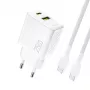 Dudao A26TCEU PD QC 25W GaN USB-A USB-C Wall Charger with USB-C Cable White