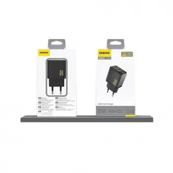 Dudao A26T GaN 25W USB-A, USB-C Charger - Black