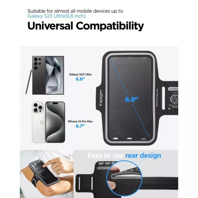 Spigen A703 Dynamic Shield Armband 6.9 inch - Black