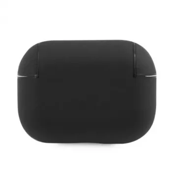 BMW AirPods Pro Cover Genuine Leather Silver Logo Black