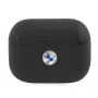 BMW AirPods Pro Cover Genuine Leather Silver Logo Black