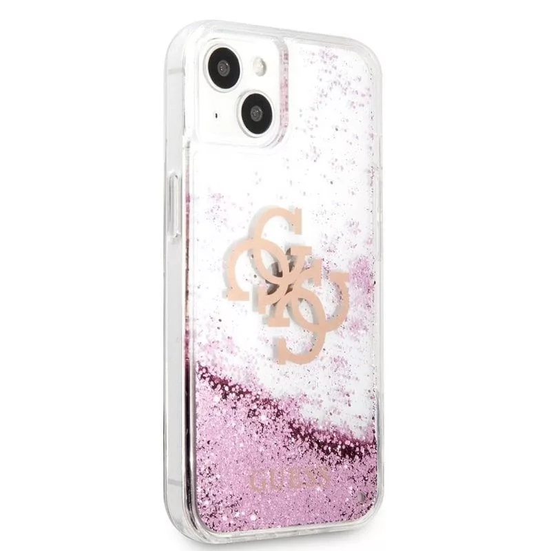 Guess iPhone 13 Mini Liquid Glitter Pink Case Transparent
