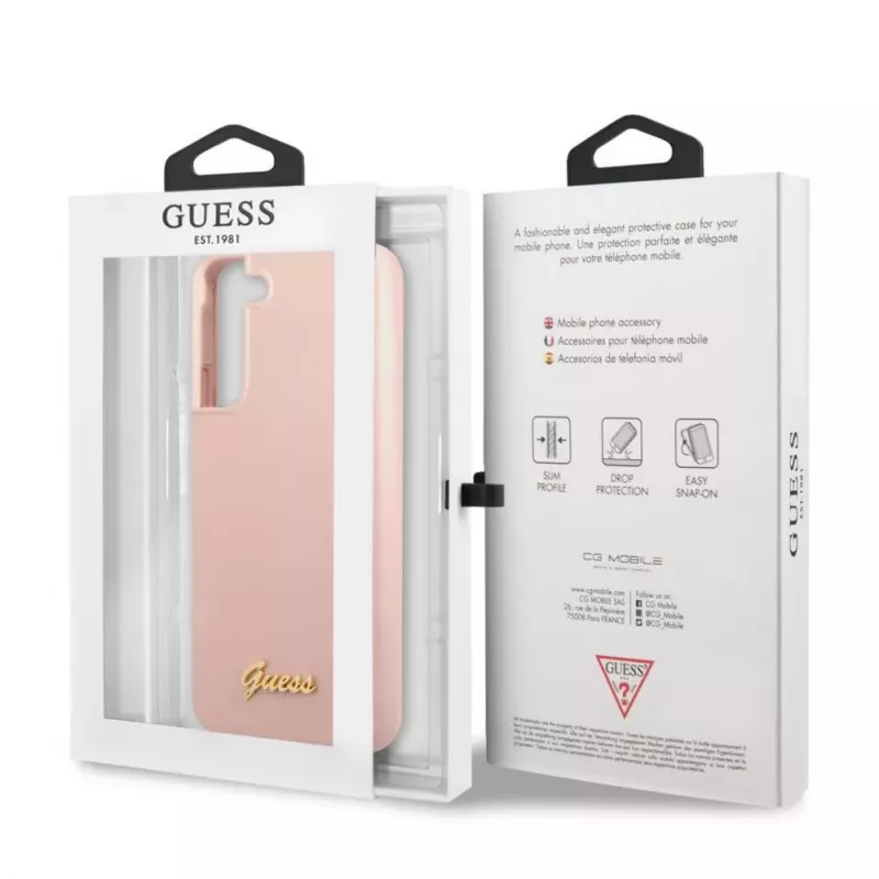 Guess Silicone Metal Logo Case for Samsung Galaxy S22 Plus - Pink