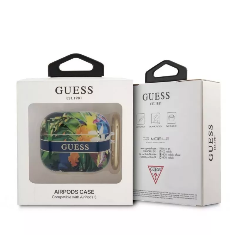 Guess Apple AirPods 3 TPU Flower Print Case Blue