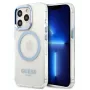 Guess Apple iPhone 13 Pro Max 6.7 inch Hard Case Metal Outline Magsafe Transparent Blue