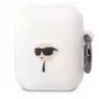 Karl Lagerfeld Apple AirPods 1/2 3D Logo NFT Karl Head Silicone Case White