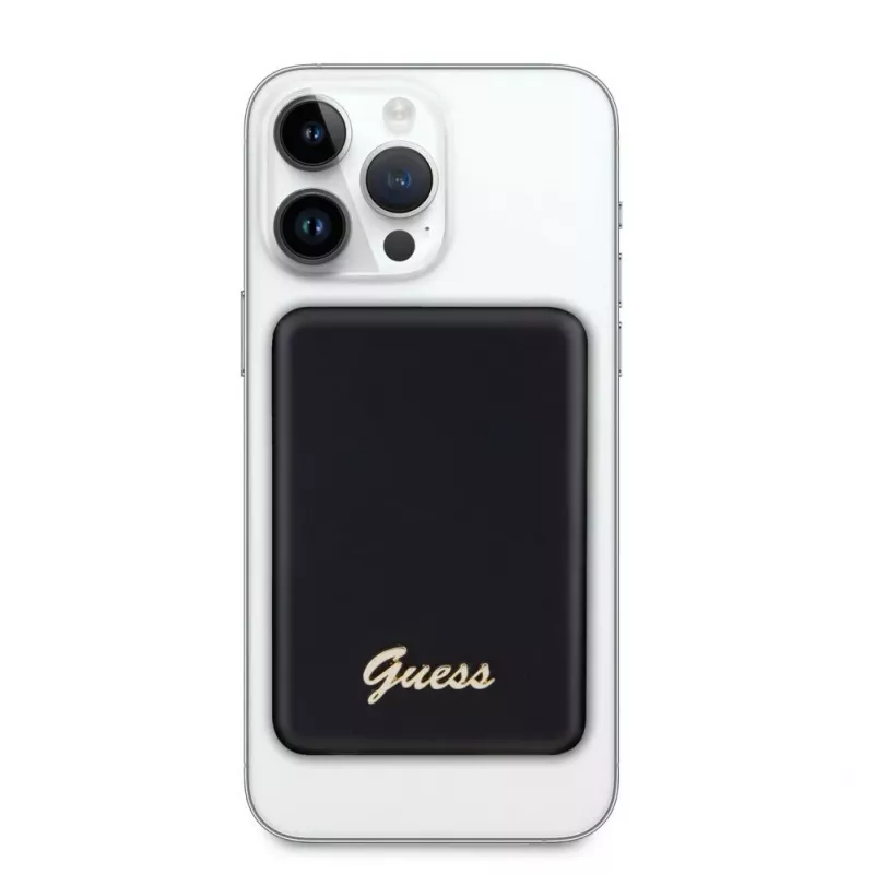Guess Power Bank 5000mAh 15W MagSafe And Regular Charge With Metal Script Logo Black