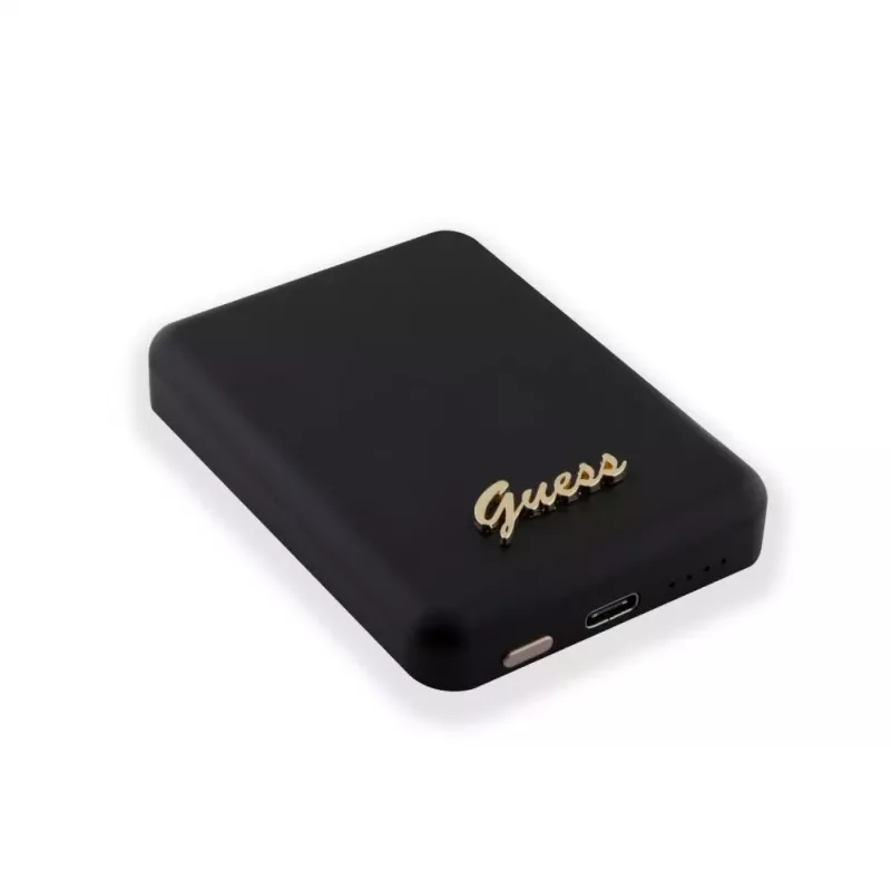 Guess Power Bank 5000mAh 15W MagSafe And Regular Charge With Metal Script Logo Black