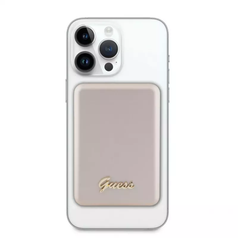 Guess Power Bank 5000mAh 15W MagSafe and Regular Charge with Metal Script Logo Gold