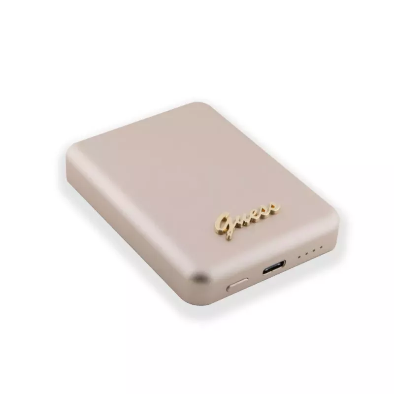 Guess Power Bank 5000mAh 15W MagSafe and Regular Charge with Metal Script Logo Gold