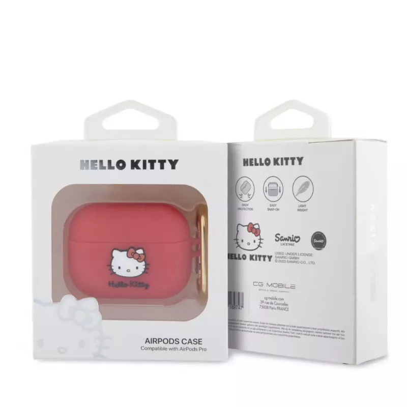 Hello Kitty Apple AirPods Pro Cover Silicone 3D Kitty Head Red