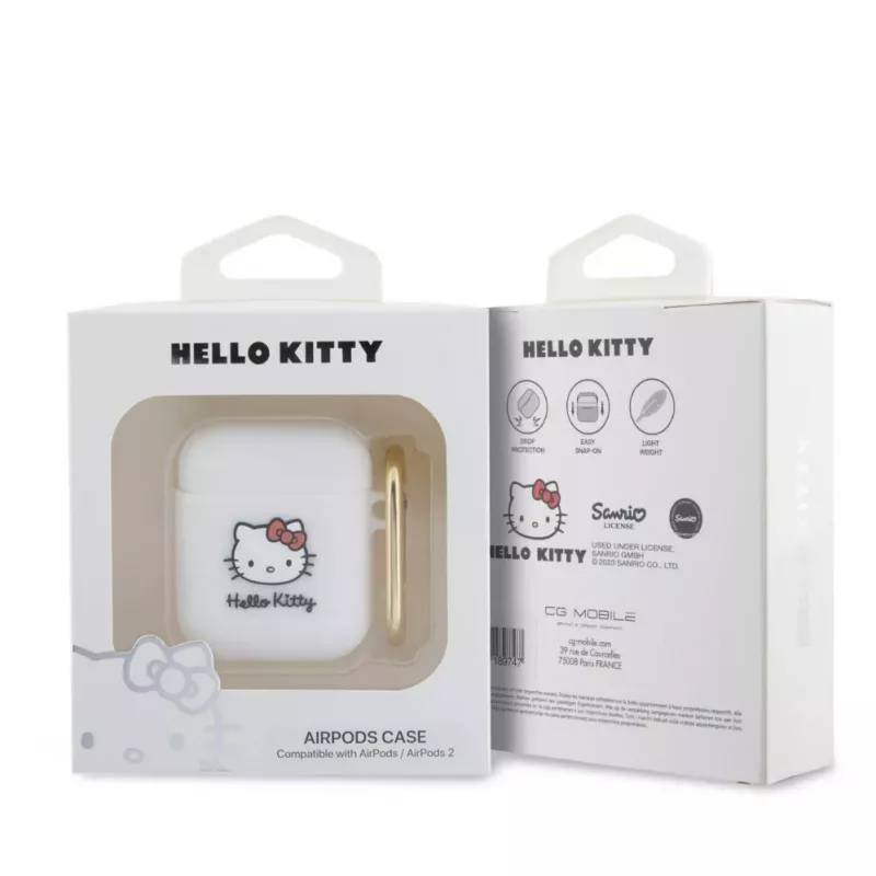 Hello Kitty HKA23DKHSH Silicone 3D Kitty Head Case for Apple AirPods 1/2 - White