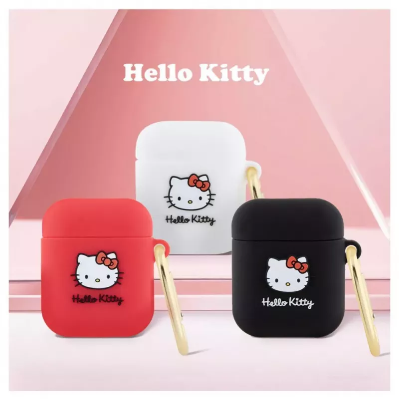 Hello Kitty HKA23DKHSH Silicone 3D Kitty Head Case for Apple AirPods 1/2 - White