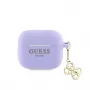 Guess AirPods 3 Case Silicone Classic Logo Gold with 4G Charm Purple