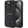 Guess Apple iPhone 15 Pro 4G Collection Leather Metal Logo MagSafe Back Cover Black