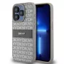 DKNY PU Leather Repeat Pattern Tonal Stripe Case for iPhone 15 Pro Beige