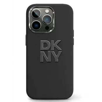 DKNY Apple iPhone 15 Hardcase Liquid Silicone Metal Logo Black