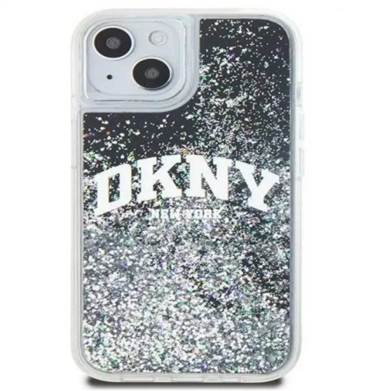 DKNY Apple iPhone 15 Hardcase Liquid Glitter Big Logo Black