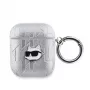 Karl Lagerfeld PU Embossed Choupette Head Case for AirPods 1/2 Silver