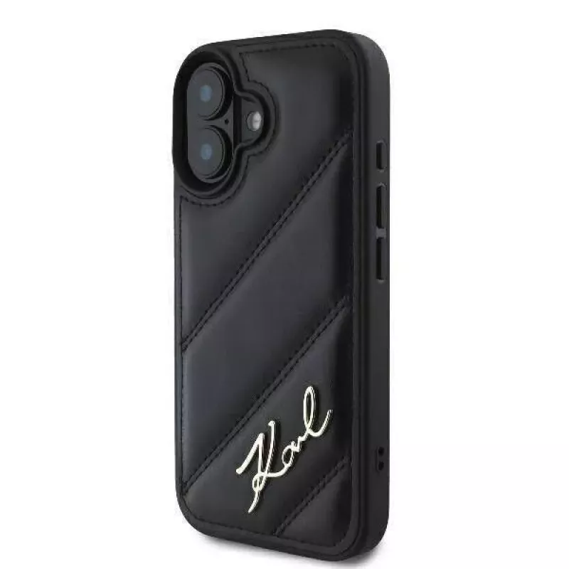 Karl Lagerfeld Hardcase for iPhone 16, Quilted Signature, Black