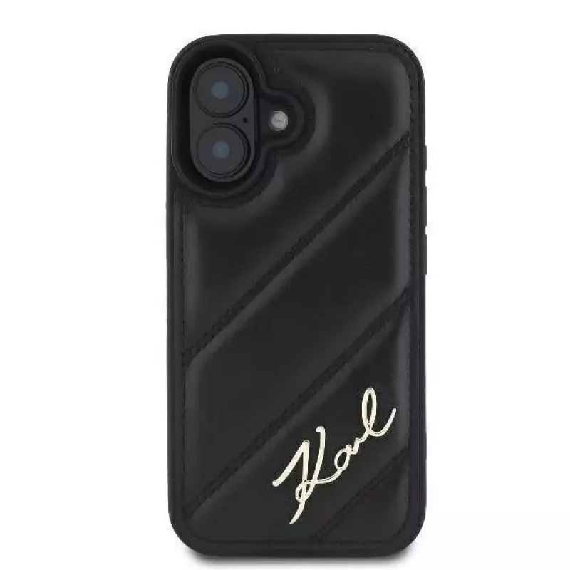 Karl Lagerfeld Hardcase for iPhone 16, Quilted Signature, Black