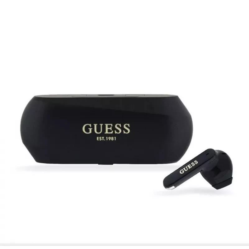 Guess Elongated Metallic ENC TWS Wireless Earphones Black