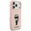 Karl Lagerfeld Silicone Case for iPhone 17 Pro with MagSafe, KL Sketch & Logo, Pink
