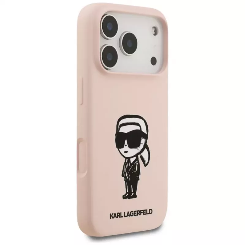 Karl Lagerfeld Silicone Case for iPhone 17 Pro with MagSafe, KL Sketch & Logo, Pink
