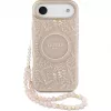 Guess Apple iPhone 17 Air Silicone Case with MagSafe Flowers Allover with Pearl Strap Pink