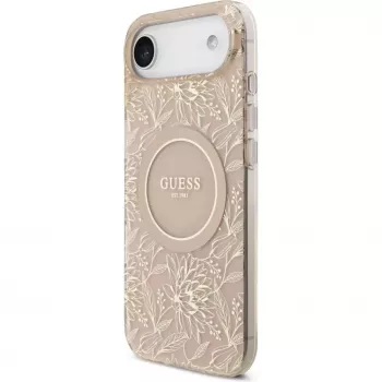 Guess Apple iPhone 17 Air Silicone Case with MagSafe Flowers Allover with Pearl Strap Pink