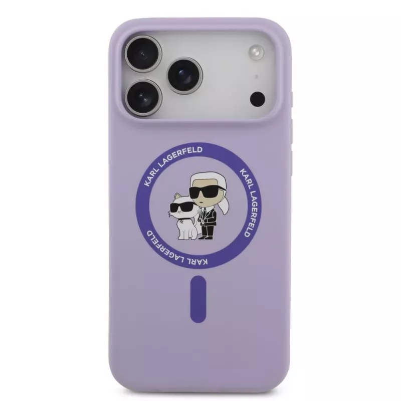 Karl Lagerfeld Apple iPhone 17 Pro Max Liquid Silicone Karl and Choupette MagSafe Case Purple