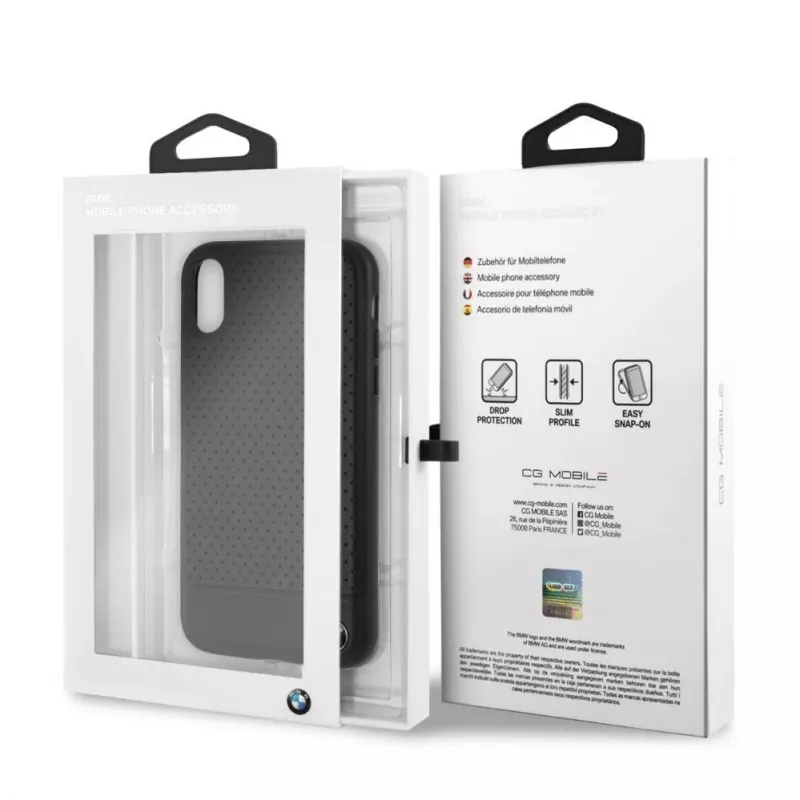 BMW Apple iPhone XR Perforated Leather Hardcase Black