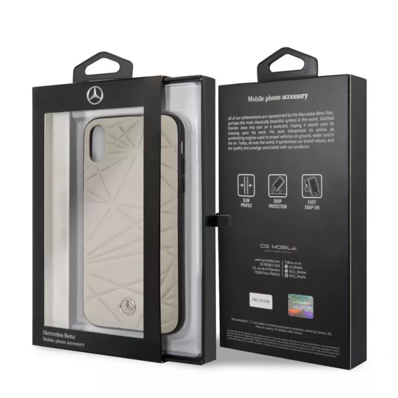 Mercedes-Benz Apple iPhone XR Twister Genuine Leather Hard Case Grey