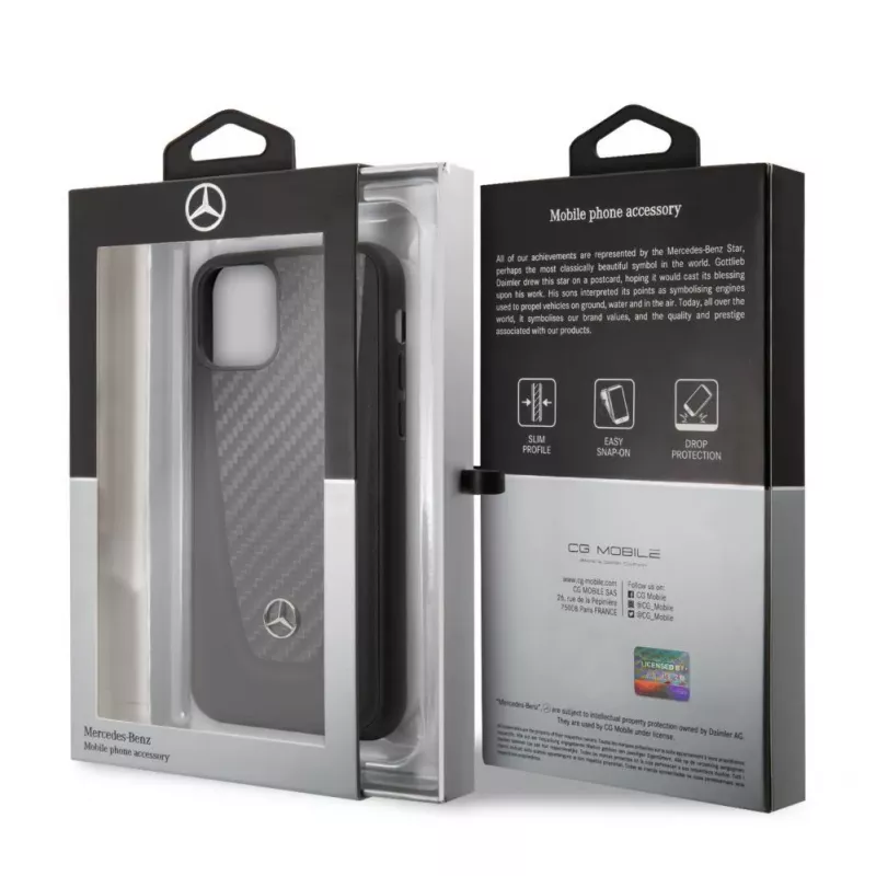 Mercedes-Benz Apple iPhone 11 Pro Hard Case Leather Carbon Fiber Black
